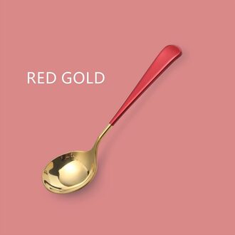 Roestvrij Stalen Ronde Lepel Koffie Lepel Cake Dessert Lepel Leuke Creatieve Soep Lepel Thuis Western Restaurant Gebruiksvoorwerpen rood