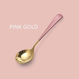 Roestvrij Stalen Ronde Lepel Koffie Lepel Cake Dessert Lepel Leuke Creatieve Soep Lepel Thuis Western Restaurant Gebruiksvoorwerpen roze