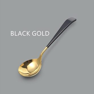Roestvrij Stalen Ronde Lepel Koffie Lepel Cake Dessert Lepel Leuke Creatieve Soep Lepel Thuis Western Restaurant Gebruiksvoorwerpen zwart