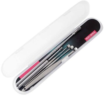 Roestvrij Stalen Spiraal Draagbare Earpick Lepel 6Pcs Ear Wax Remover Cleaner Ear Care Beauty Tool Kit Set