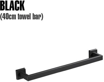 Roestvrij Stalen Vierkante Buis Geperforeerde Handdoekenrek Hotel Badkamer Rek Meubels Balkon Muur Gemonteerde Handdoek Bar Badkamer Benodigdheden 40CM zwart