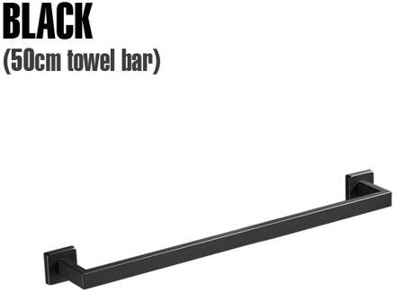 Roestvrij Stalen Vierkante Buis Geperforeerde Handdoekenrek Hotel Badkamer Rek Meubels Balkon Muur Gemonteerde Handdoek Bar Badkamer Benodigdheden 50CM zwart