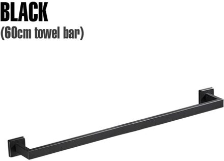 Roestvrij Stalen Vierkante Buis Geperforeerde Handdoekenrek Hotel Badkamer Rek Meubels Balkon Muur Gemonteerde Handdoek Bar Badkamer Benodigdheden 60CM zwart