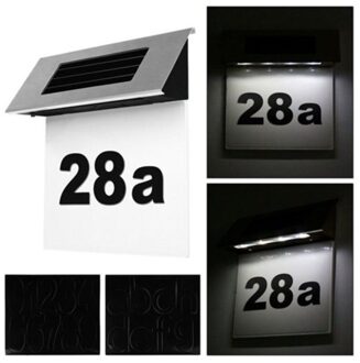 Roestvrij Zonne-energie House Deur Teken Plaquette Nummer Led Wandlamp Outdoor Powered Huis Deur Teken Plaquette Nummer 4LED
