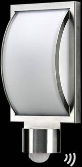 Roestvrijstalen buitenwandlamp Curvo met sensor opaal, grijs