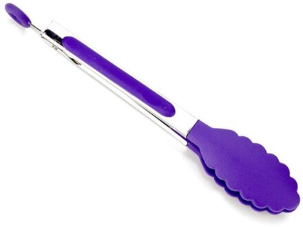Roestvrijstalen Keuken Tang Siliconen Voedsel Tong Siliconen Koken Clip Clamp Bbq Gereedschap Keuken Accessoires Paars