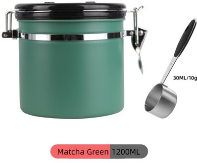 Roestvrijstalen Koffieboon Verzegelde Tank Koffie Opslagtank Met Uitlaatklep Gedroogd Fruit Verzegelde Doos Zwart 800Ml groen 1200ML