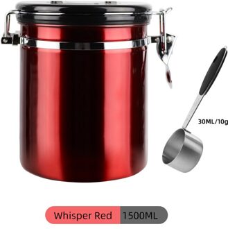 Roestvrijstalen Koffieboon Verzegelde Tank Koffie Opslagtank Met Uitlaatklep Gedroogd Fruit Verzegelde Doos Zwart 800Ml rood 1500ML