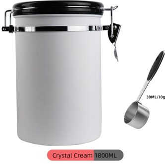 Roestvrijstalen Koffieboon Verzegelde Tank Koffie Opslagtank Met Uitlaatklep Gedroogd Fruit Verzegelde Doos Zwart 800Ml room 1800ML