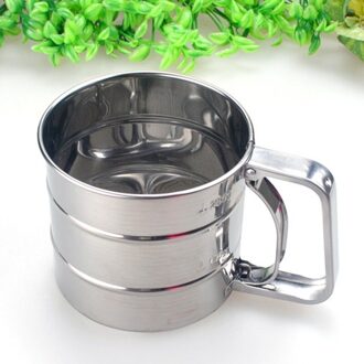 Roestvrijstalen Shaker Zeef Cup Mesh Crank Zeefje Met Meetschaal Voor Meel Icing Suiker Gebak Keuken Bakken Tool