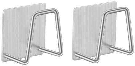 Roestvrijstalen Spons Houder Voor Keuken Zelfklevende Gootsteen Droogrek Haken Badkamer Accessoires Organizer 2stk