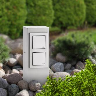 Roestvrijstalen stopcontacten 021, 4-voudig mat roestvrij staal