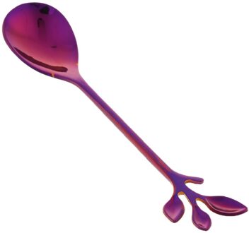 Roestvrijstalen Theelepel Kleurrijke Koffie Lepel, 12Cm Thee Lepel Mengen Lepel Suiker Lepel, Creatieve Premium Theelepel, regenboog paars