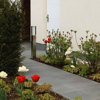 Roestvrijstalen tuinpadverlichting Tunuk zilver, wit