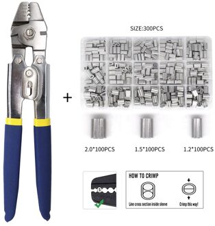 Roestvrijstalen vistang Draadkabel krimptang met 150 stuks ferrule krimpluskit voor crimpers en krimpmouwenkit wit