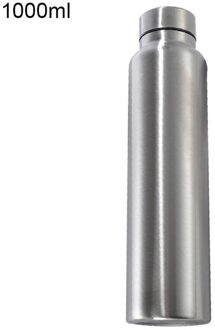 Roestvrijstalen Waterfles Draagbare Water Drinken Fles Gym Sport Fietsen Drinkware Kids School 1000ml zilver