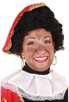 Roetveeg piet pruik - met verstelbare kap - Pietenpruiken - zwart - heren/dames
