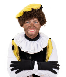 Roetveeg Pieten set - Pieten kraag - trevira wit - roetveeg handschoenen - zwart