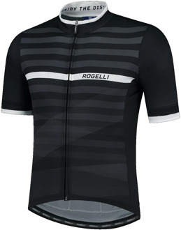 Rogelli Stripe Fietsshirt - Maat S  - Mannen - zwart - donkergrijs - wit