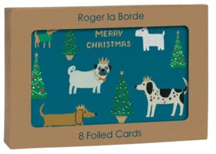 Roger la borde kerst wenskaarten set van 8 - shaggy dogs