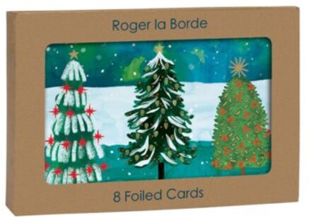 Roger la borde kerst wenskaarten set van 8 - wild winter forest