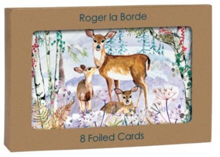 Roger la borde kerst wenskaarten set van 8 - wild winter's song deer