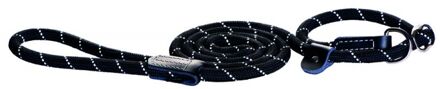 Rogz Rope Jachtlijn - Jachtlijn met halsband - Zwart - Nylon - Large - 180 cm