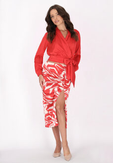rok Dames rood wol wit - XS
