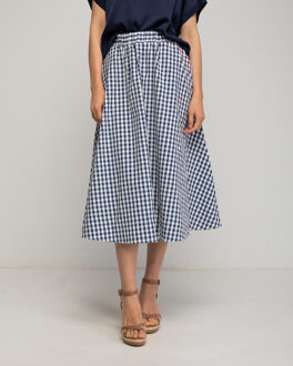 Rok met vichyprint Navy