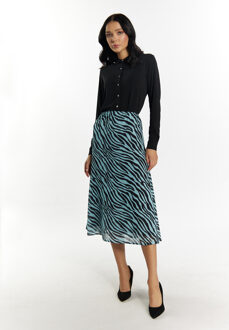 Rok met zebraprint Dames Lichtblauw zwart - S
