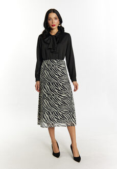 Rok met zebraprint Dames wit zwart Wit/Zwart