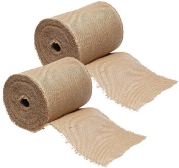 Rol jute lint/decoratielint - 2x - 20 cm x 25 meter op rol - hobby/decoratiemateriaal - jute stof