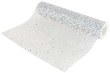 Rol Tafelloper Zilver Glitter (500x30cm) Zilver - Grijs