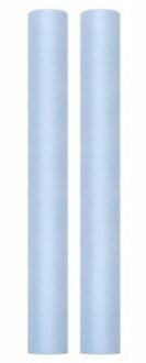 Rol tule stof - 2x - lichtblauw - 50 x 900 cm - Knutselen/Hobby artikelen - Geboorte versiering jong