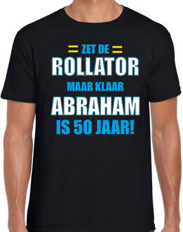 Rollator 50 jaar verjaardag t-shirt Abraham zwart heren cadeau shirt S
