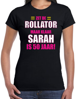 Rollator 50 jaar verjaardag t-shirt Sarah zwart dames cadeau shirt XL