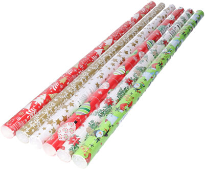 Rollen cadeaupapier - 6x - kerst - 200 x 70 cm - papier