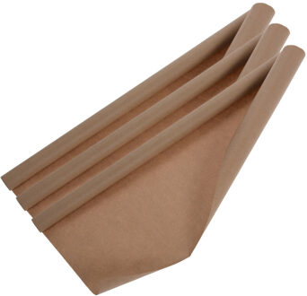 Rollen inpakpapier/cadeaupapier - 3x stuks - 300 x 70 cm - bruin - kraft papier - boeken kaften