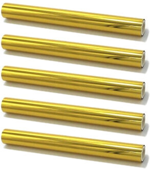 Rollen inpakpapier/cadeaupapier - 5x stuks - feest/verjaardag - 400 x 70 cm - papier - metallic goud