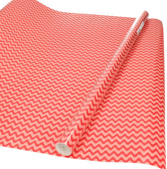Rollen Inpakpapier/cadeaupapier rood/roze golfjes print 200 x 70 cm Kersenrood