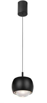 Roller hanglamp, zwart, in hoogte verstelbare glazen lens