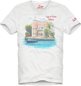 Roller Print Logo Mouw T-shirt MC2 Saint Barth , White , Heren - 2Xl,Xl,L,M,S