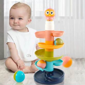 Rolling Ball Bell Toys For Toddler Puzzle Toys Baby Rattles Learning Tower Drops and Go Ramp Toys Kids Activity Educational Toys
