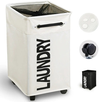 Rolling Laundry Hamper with Wheels Collapsible Laundry Basket Toy Laundry Bag Foldable Dirty Clothes Storage Bin with Mesh Cover