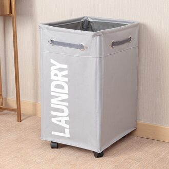 Rolling Wasmand Organizer 3 Raster Grote Wasmand Bin Waterdichte Waszakken Voor Vuile Kleren Opbergdoos Op Wielen medium grijs