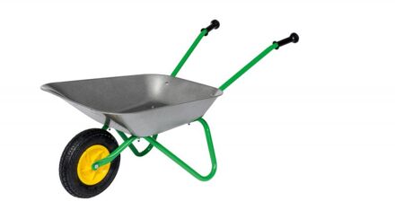 Rolly Toys stevige kruiwagen metaal Grijs en Groen met luchtband Multikleur