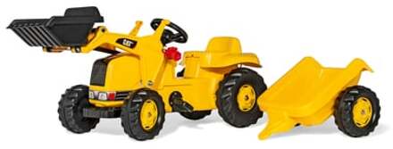 Rolly Toys traptractor met aanhanger RollyKid Cat geel