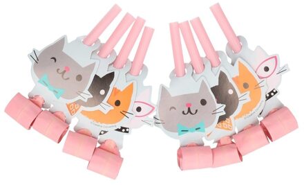 roltongen Purr-fect meisjes 8 cm papier roze 8-delig