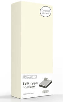 Romanette Double Jersey Splittopper Hoeslaken Romanette Ivoor-180 x 200/210/220 Crème