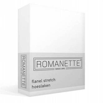 Romanette Flanellen Stretch Hoeslaken Wit-80/90 X 200/210/220 Cm